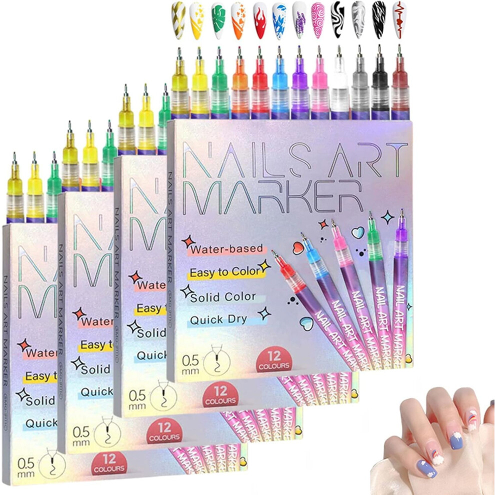 Pink Galaxy Nail Art Pens, 12-Color Metallic Glitter Set, 0.5mm Tip, Quick-Dry for DIY Dotting & Galaxy Designs