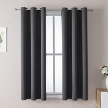 Grommet Blackout Curtains for Bedroom and Living Room - 2 Panels Set Thermal Insulated Room Darkening Curtains (Dark Grey, 38W x 45L)