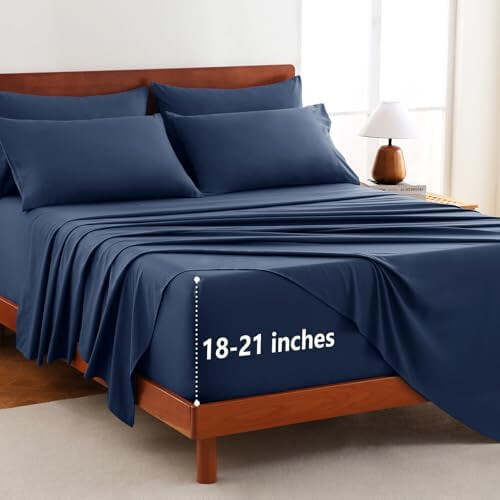 King Size Deep Pocket Sheet Set 6-Piece Navy