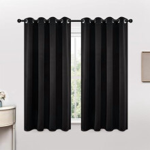 Lot de 2 rideaux occultants, isolants thermiques, à œillets (52 x 45 pouces, noir) – Compatibles avec les tringles standard