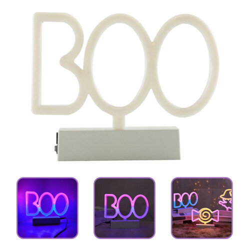 Boo LED Neon Lamp – White, 22x16.5cm, USB/Battery Powered