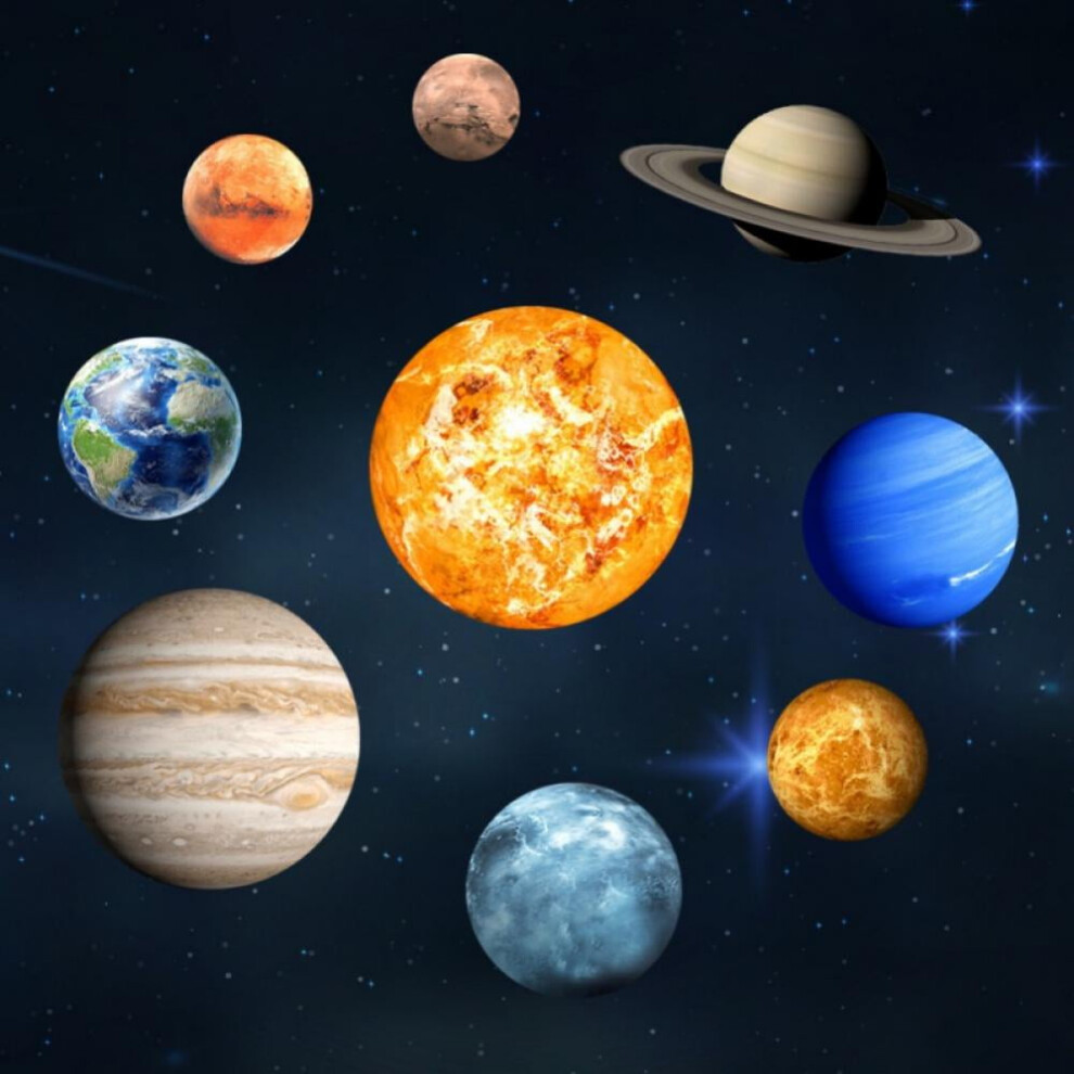 Realism Glow In The Dark Solar System Wall Stickers 9# Planets Decal Kids Room