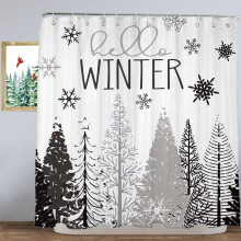 Grey Winter Snowflake Shower Curtain 72x72 in with Hooks