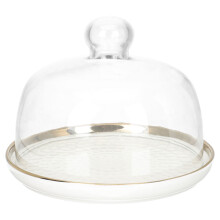 Glass Cake Platter with Lid, Dessert Cake Plate Set for Serving and Display, Clear Glass, 1 Set
