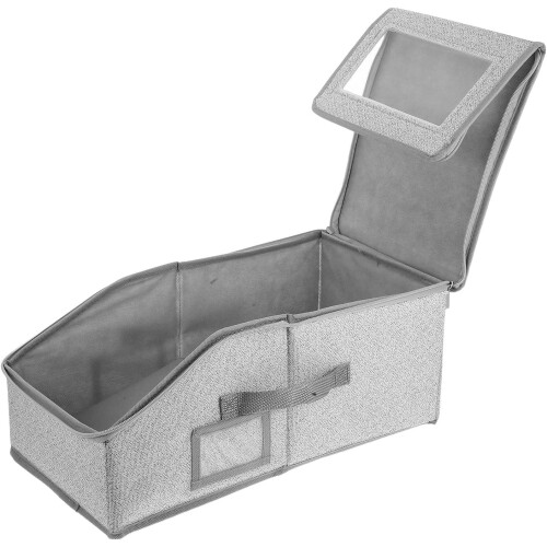 Foldable Hat Storage Box with Zip Cover, 43x22x18cm