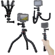 Fleksibelt kamerastativ kompatibelt med GoPro Hero13, 12, 11, 10, 9 Bøybart stativ 360 roterende stativ for vlogging