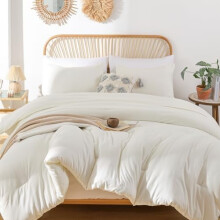 Conjunto de Edredom Queen Marfim, 3 peças (1 Edredom Boho Marfim e 2 Fronhas) Roupa de Cama Macia e Leve para Todas as Estações