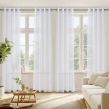 White Voile Sheer Curtains 4-Pack, 54" W x 90" L, Grommet