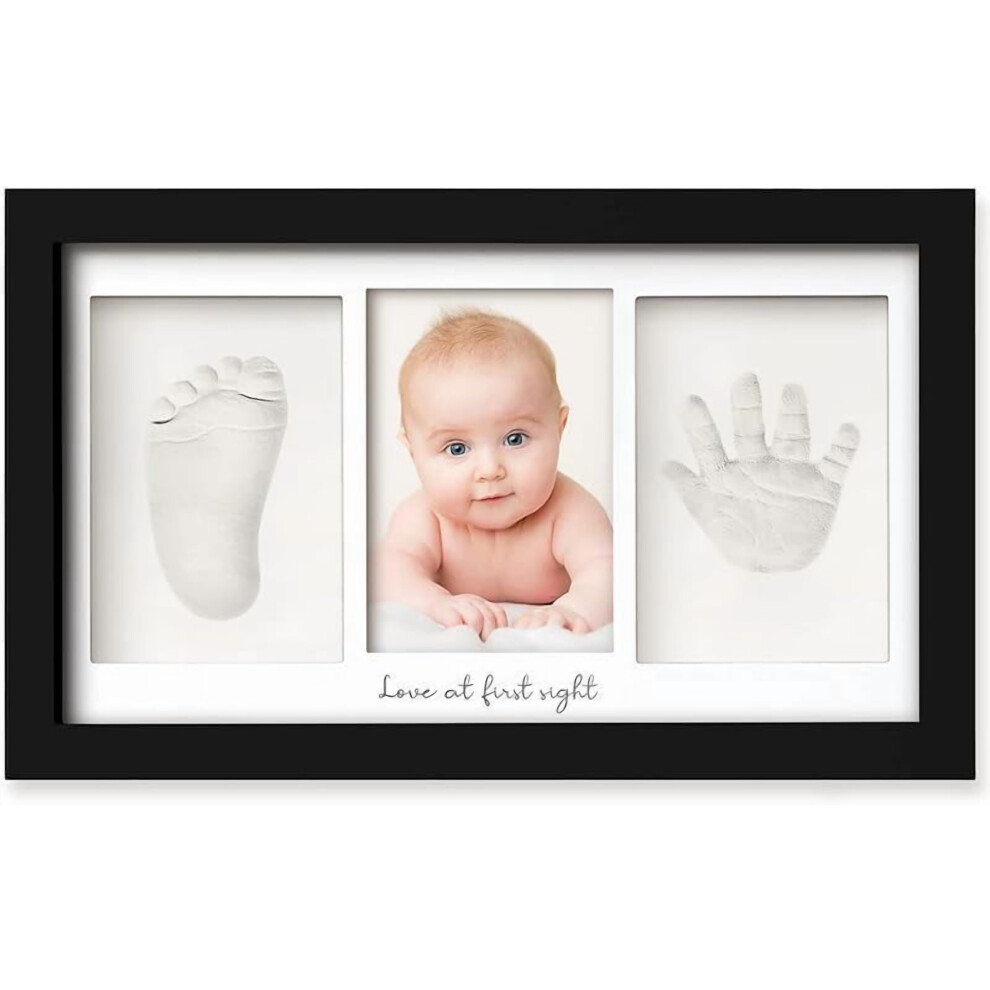 Baby Hand and Footprint Kit - Clay Handprint Keepsake Frame, Newborn Nursery Picture Frame, Personalized New Mom Gifts for Baby Shower & Registry