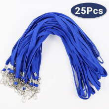 Lanières bleues avec crochet en J - Lanières plates de 9,5 mm de large pour badges d'identification, usage au bureau et lors d'événements, lot de