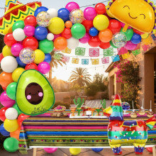 100 kpl meksikolaisia Fiesta-juhlakoristeita: Cinco de Mayo -ilmapalloja, kaariköynnöksiä, pöytäliinoja ja paljon muuta – yhteensopiva