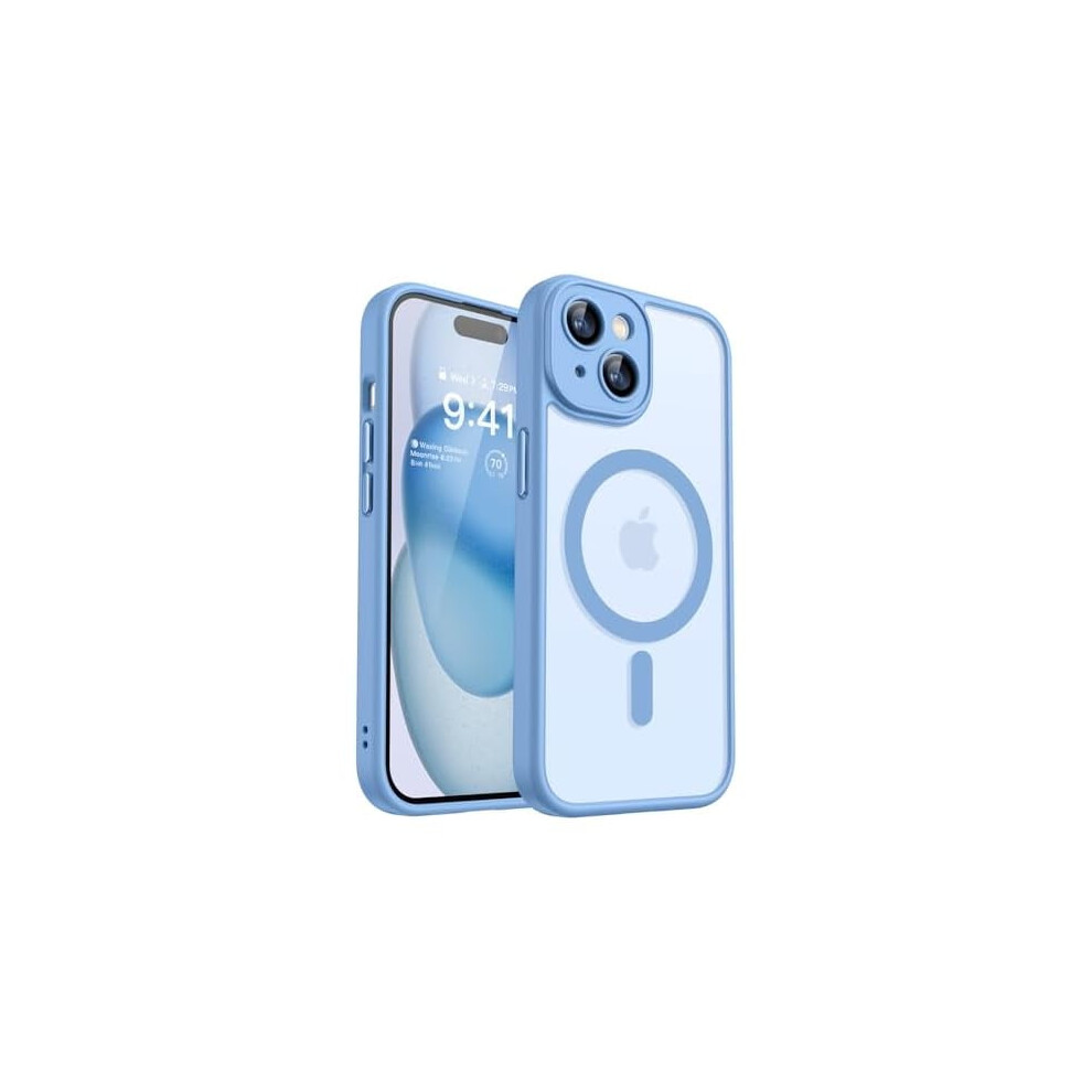 Magnetic Iphone 15 Case (6.1") – Full Camera Protection, Magsafe Compatible, Translucent Matte, Shockproof, Light Blue 9555307391012