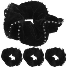 OUNONA 4er-Pack modische schwarze Haargummis mit Kristallen für jeden Anlass