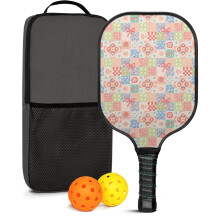 Pickleball Paddles Set with 2 Balls & Bag – Floral Fiberglass Rackets, Compatible with Indoor/Outdoor Play