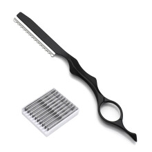 11 Pieces Styling Razor Thinning Comb and Texturizing Cutting Comb with Replacement Stainless Steel Razors for Salon Home Use (Black)
