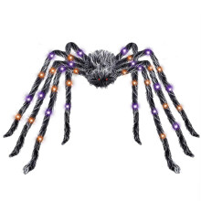 2025 79IN Gigantyczny pająk, dekoracja na Halloween z diodami LED, animowany, pełzający rekwizyt do ogrodu, na werandę i do ogrodu – nadaje