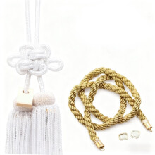 Ornement de Rétroviseur de Voiture, Nœud Chrysanthème en Corde D'Acier Dorée et Argentée, Nœud Chinois