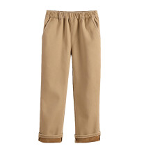 Boys & Girls School Uniform Pants, Khaki, Solid Color, Warm Thickened, Elastic Waist, Straight Leg, Pockets, Breathable, 6-7 Years