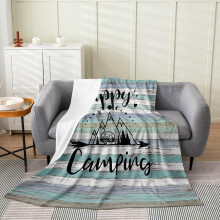 Couverture de camping Happy Camping, couverture polaire rustique rétro en bois pour enfants (101,6 x 127,7 cm), compatible avec les camping-cars et