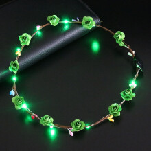 LED-Blumenkränze – Blinkendes, leuchtendes Haaraccessoire für Damen/Mädchen, Hochzeit/Strand/Festival/Cosplay/Halloween/Weihnachten (Grün)
