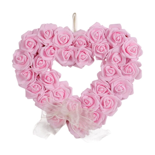 Rose Heart Wreath – Pink Plastic Decorative Wreath
