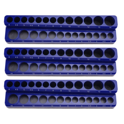 3PCS Professional Magnetic Socket Holder 1/4" Inch Drive Metric/ Socket Organizer Storage Installation Tool Kit