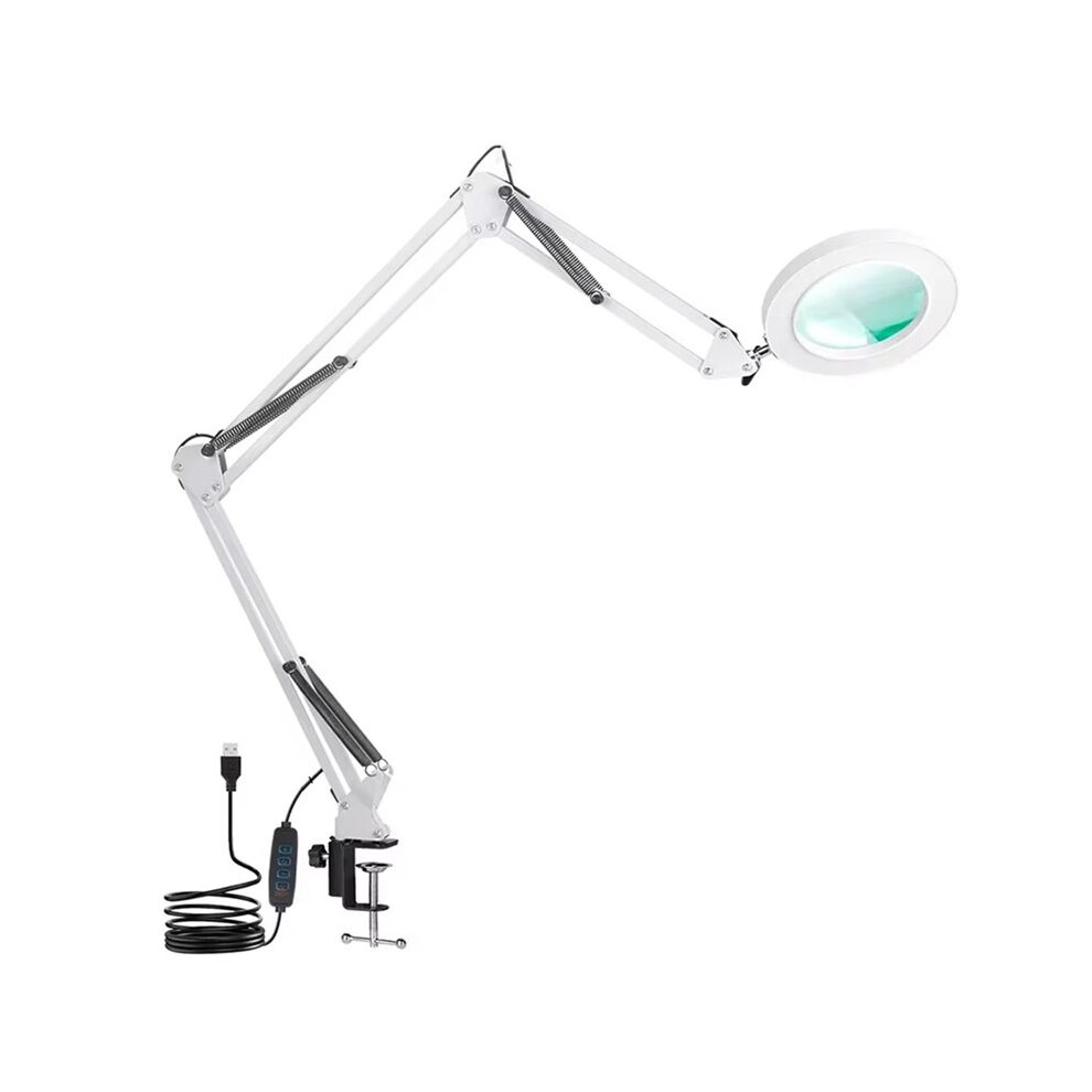 White Folding 5X Illuminated Magnifier Usb 3 Colors 72 Led Magnifying Glass For Soldering Iron Repair Table Lamp