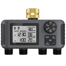 Water Timer, 4 Zones Outdoor Hose Timer for Garden Faucet with Auto/Manual/Rain Mode, Sprinkler Irrigation Controller