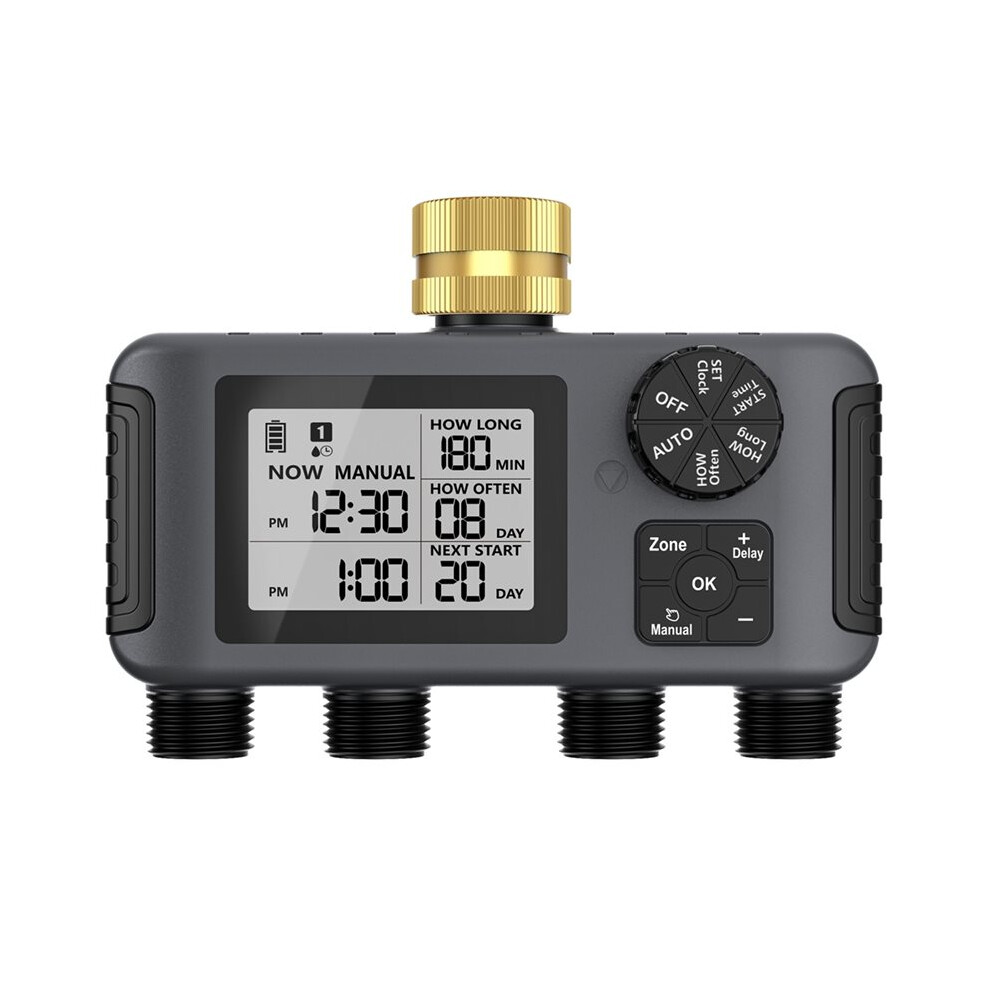 Water Timer, 4 Zones Outdoor Hose Timer For Garden Faucet With Auto/Manual/Rain Mode, Sprinkler Irrigation Controller 6031280068682