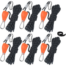 Conjunto de 6 cordas de camping Hikeman com polia de catraca, cordas de fixação ajustáveis para barraca, toldo, caiaque, canoa e luz de cultivo