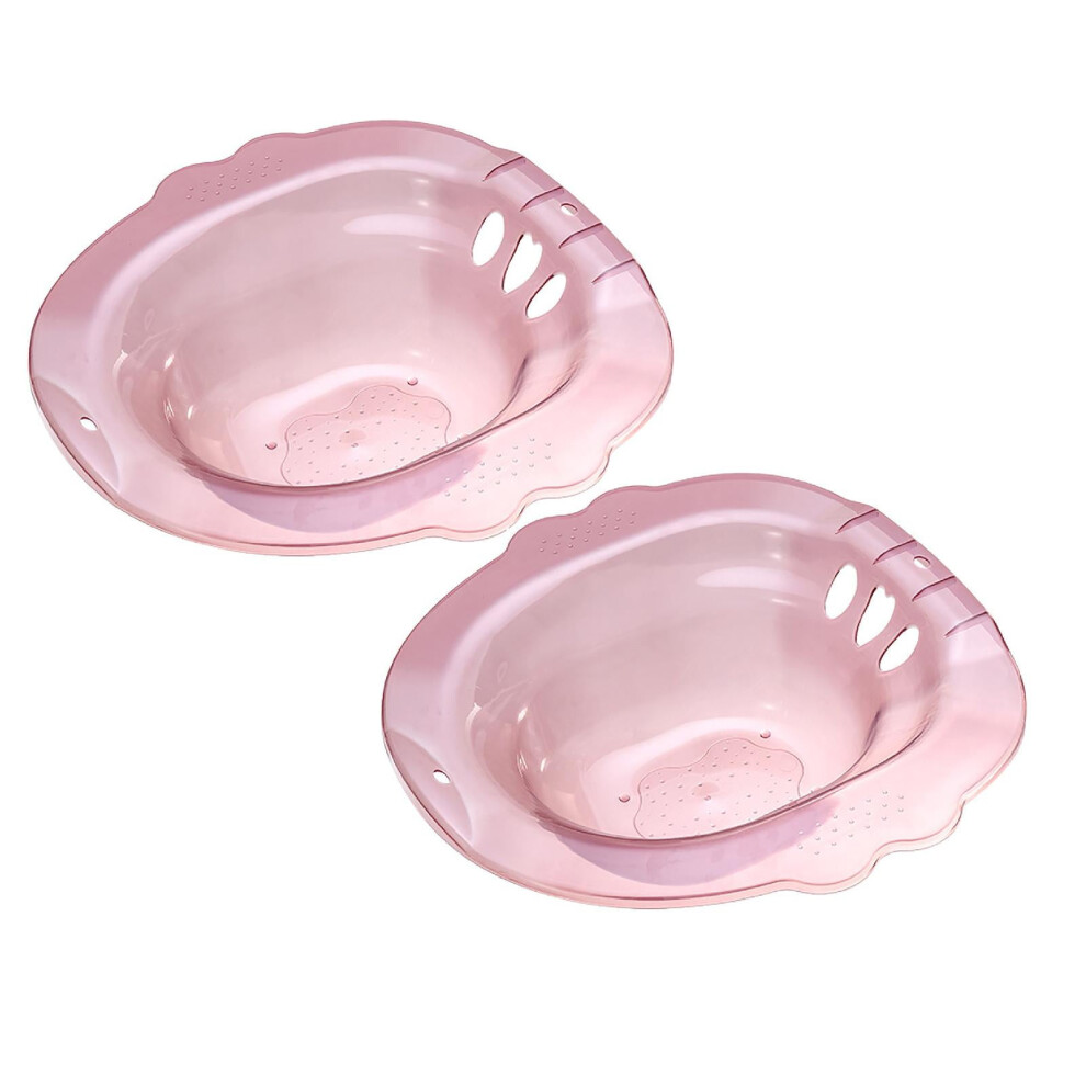 Pink 2Pcs Sitz Bath Seat For Toilet Hemorrhoid & Postpartum Ideal For Water Or Epsom Salt Soaks (Pink)