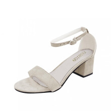 Chinelo feminino de bico aberto, sandália confortável, sandália casual de praia, tamanho 38, bege.