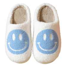 Γυναικείες παντόφλες Smiley Smile με βελούδινο σχέδιο Happy Face (5-6, μπλε)