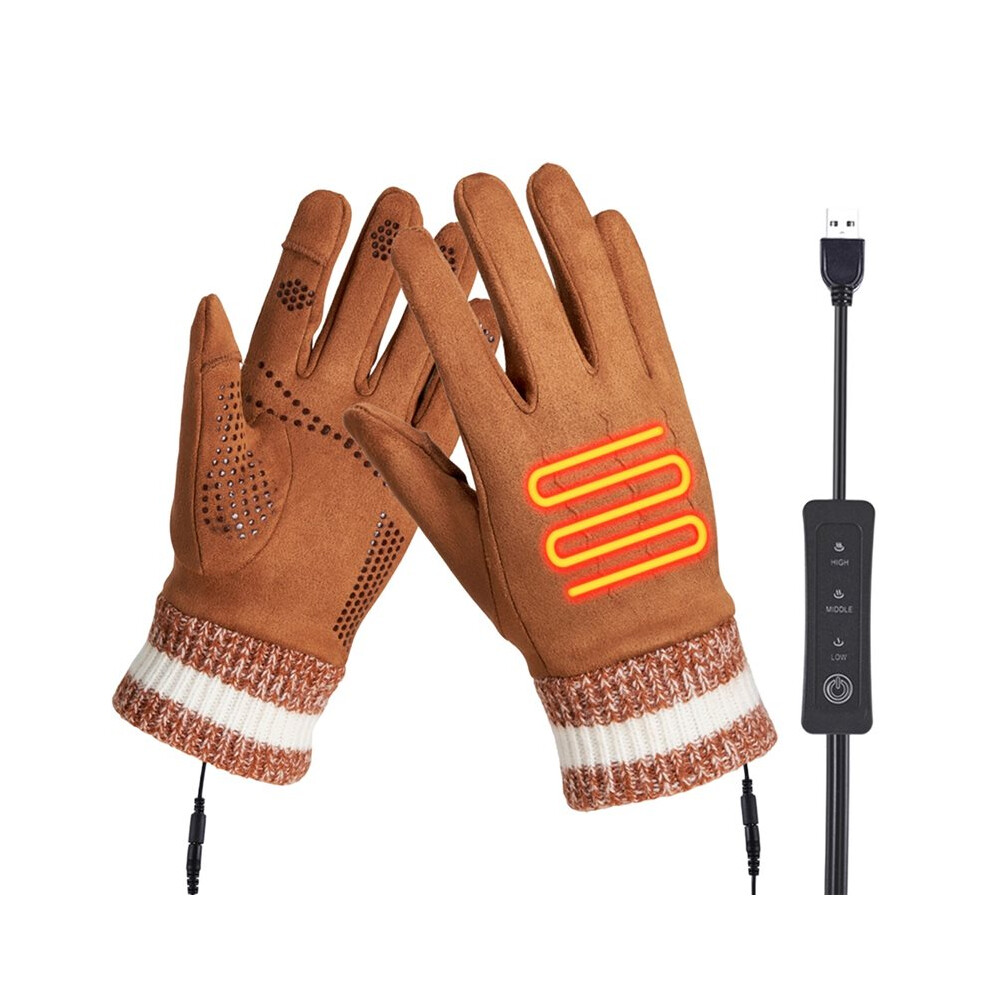 Tauoh Heated Gloves Usb Electric Heated Ski Gloves With Touchscreen, Windproof & Waterproof Outdoor Cold Weather Mittens