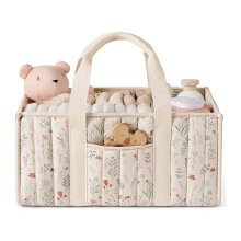 Floral Diaper Caddy Organizer, Stylish Nursery Storage Basket, Gift for Baby Shower, Newborn , Floral Beige