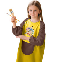 Kids' art smock cartoon print long sleeve yellow 2-4 years