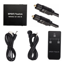 2 in 1 Uit Toslink Kabel Splitter SPDIF/TOSLINK Optische Audio 2x1 Switcher SPDIF Splitter met Afstandsbediening