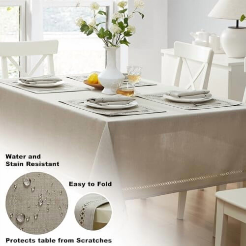 Wedgewood Blue Polyester Rectangle Tablecloth 60 x 102 in 2