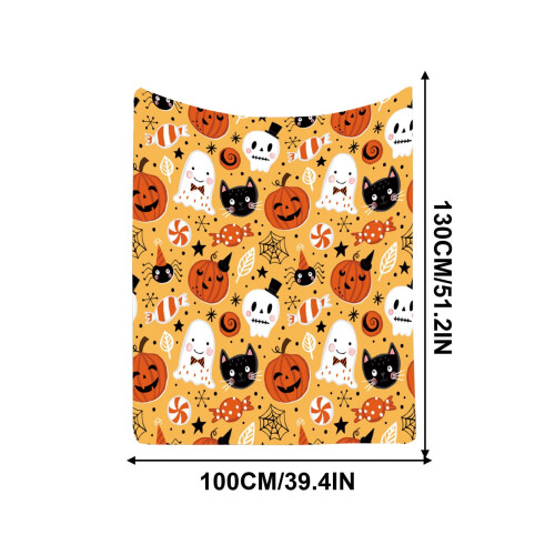 Halloween Black & White Flannel Throw Blanket 2