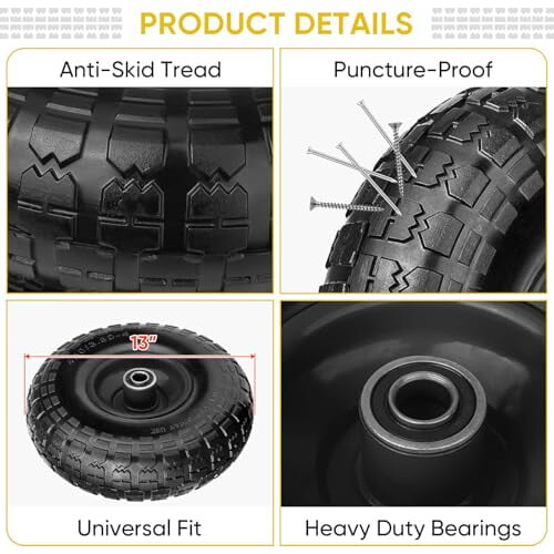 Flat-Free Tire and Wheel 4.00-6 with 13 Inch Solid Tire 1