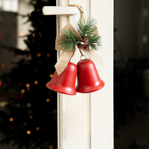 Rustic Metal Christmas Bells, Red, 20 cm 2