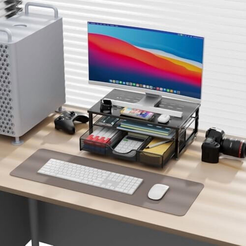 Monitor Stand with Drawer Black 1pc 1
