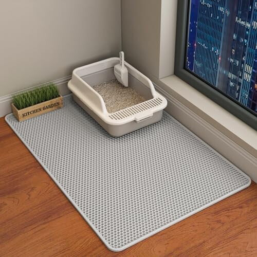 EVA Cat Litter Mat Gray 35x24 Inch Double Layer Waterproof