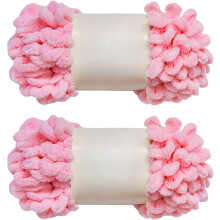 2pcs/200g Loop Yarn, 100% Polyester Chenille Puffy Yarn for DIY Finger Knitting & Hand Weaving Crafts