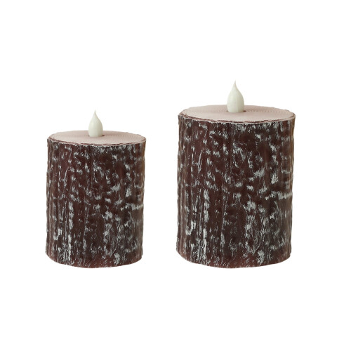 Ensemble de bougies LED sans flamme marron rustique (2 pièces) 1