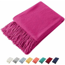 Decorative Knitted Throw with Fringe, Lightweight Acrylic Knit Blanket, Soft & Cozy Tassel for Couch Sofa Bed (Fuschia, 50 x 60 Inch)