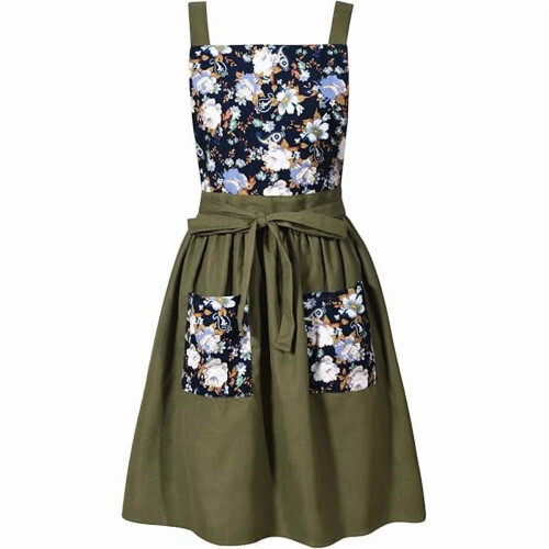 Vintage φόρεμα με ποδιά Pinafore για γυναίκες με τσέπες, χαριτωμένες ποδιές σεφ με