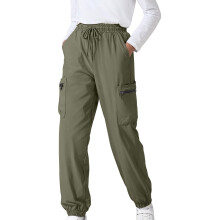 Children Solid Color Casual Cargo Pants Comfortable Loose Fall Winter Long Pants with Drawstring Side Pockets for Kids 4-14(Green,11 Years)