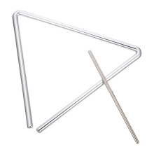 1 conjunto de triângulos para percussão manual, instrumento musical triângulo com baqueta.