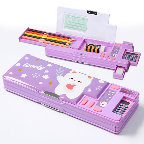 Astuccio multifunzione viola con calcolatrice e